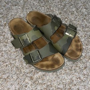 Green camo birkenstocks